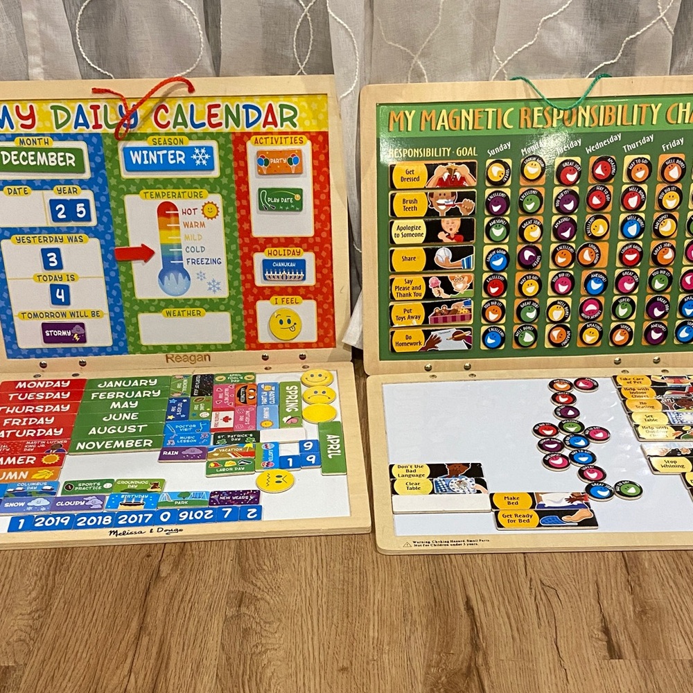 Melissa & Doug Wood Magnetic Daily Calendar & Responsibility Chart Learning Toys